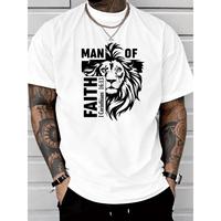 Faith - centered T - Shirt: 'Man of Faith' with Lion Motif - Embody Spiritual Strength