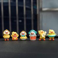 6pcs Mini Cartoon Duck Design Car Ornament, Cute Cartoon Duck Adhesive Car Decoration, Car Interior Decoration Accessories