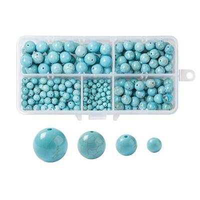 340Pcs 4 Sizes Natural Howlite Beads