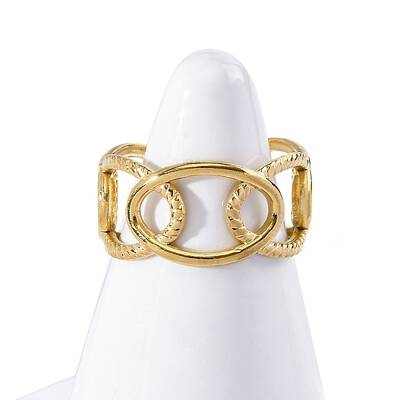 Oval 304 Stainless Steel Open Cuff Ring for Women