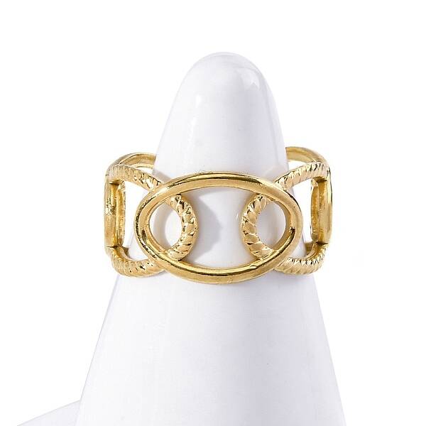 Oval 304 Stainless Steel Open Cuff Ring for Women