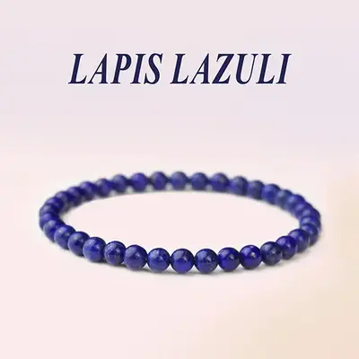 Women Blue Friendship Bracelet Blue Lapis Lazuli Bracelet, AAA Dainty 4mm Beads, Natural Gemstone Stretch Healing Bracelet, U...
