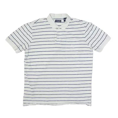 CHAPS Polo Shirt Grey Striped Short Sleeve Mens L