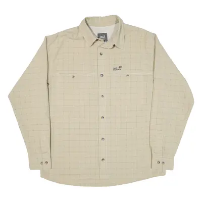 JACK WOLFSKIN Mens Shirt Beige Check Long Sleeve L