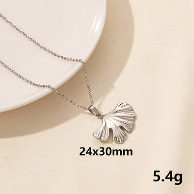 Stylish Stainless Steel Ginkgo Leaf Pendant Necklace for Women