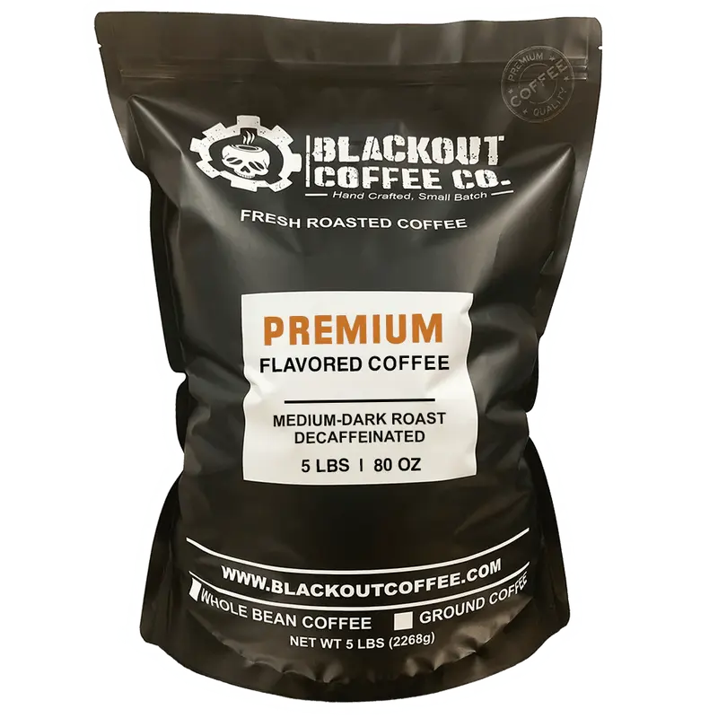 Premium Flavored Coffee 5 LB [DECAFFEINATED], JAMAICAN ME CRAZY DECAF / WHOLE BEAN