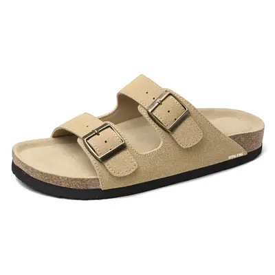 Women's Casual Slide Sandals With Cork Footbed Double Adjustable Buckle For Summer Everyday Wear