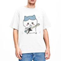 Chiikawa Hachiware Play Guitar T-Shirt Beach Awesome T Shirts 100% Cotton Harajuku Tshirt For Men's Short Sleeve Printed Tees