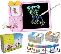 Spanish+English Bilingual Toddler Toy Drawing Tablet with Talking Flash Cards, Drop Resistant LCD Writing Tablet, Visual Spee...