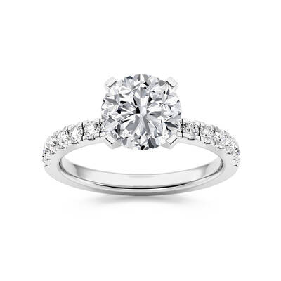 Troy Two Tone Round Lab Grown Diamond Engagement Ring | 14K White Gold 2 3/8 CT. TW.