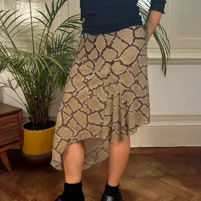 Animal Print Unbranded Asymmetric Skirt - Medium Beige Nylon
