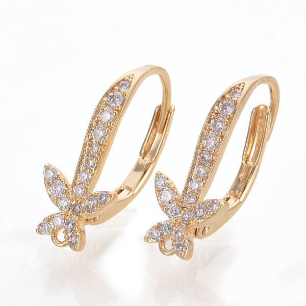 Brass Cubic Zirconia Leverback Earring Findings
