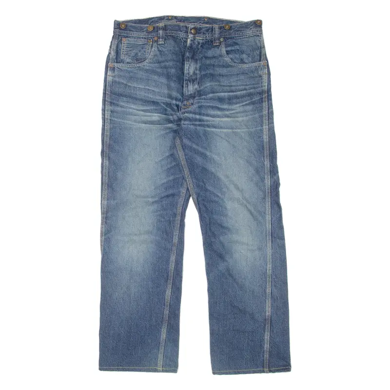 HELLER'S CAFE Mens Jeans Blue Regular Straight Stone Wash W31 L27