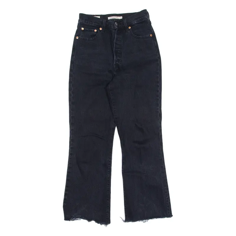 LEVI'S Ribcage BIG E Womens Jeans Black Regular Flared W26 L26