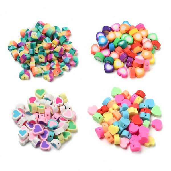 200Pcs 4 Style Handmade Polymer Clay Beads