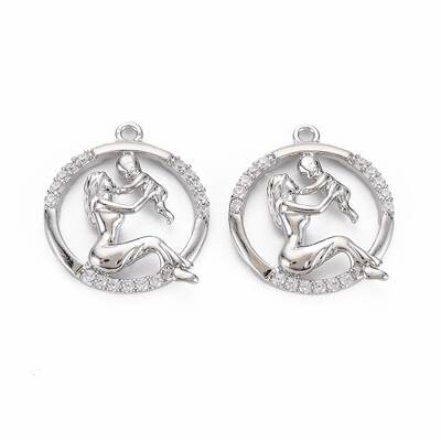 Brass Micro Pave Clear Cubic Zirconia Pendants