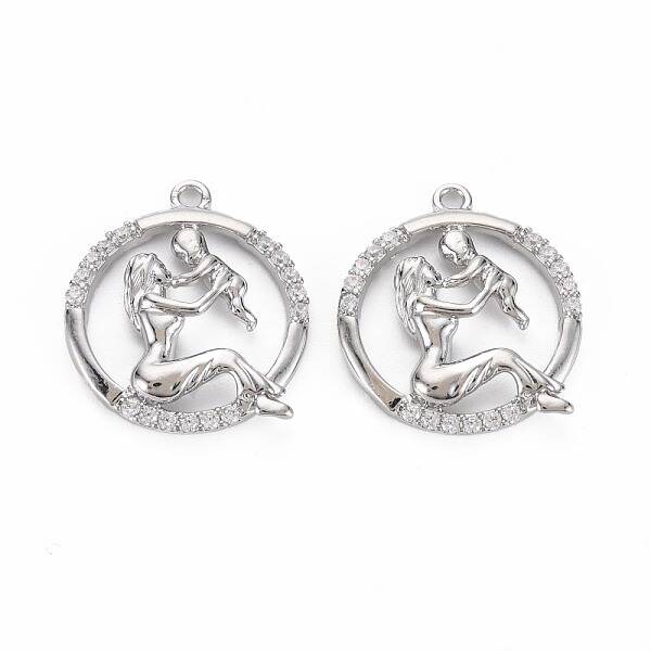 Brass Micro Pave Clear Cubic Zirconia Pendants