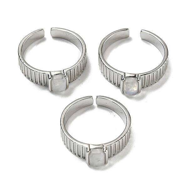 Natural Moonstone Adjustable Rings