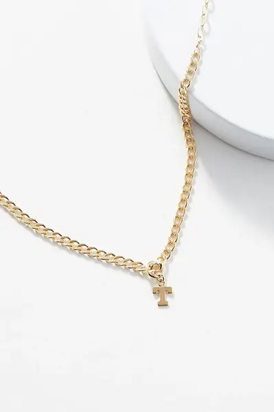 Rhett Initial Necklace | Metal Color: Gold | Style: T