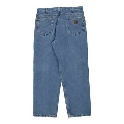 Flannel Lined Carhartt Jeans - 36W 30L Blue Cotton