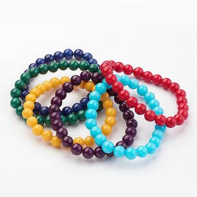 Natural Mashan Jade Beads Stretch Bracelets