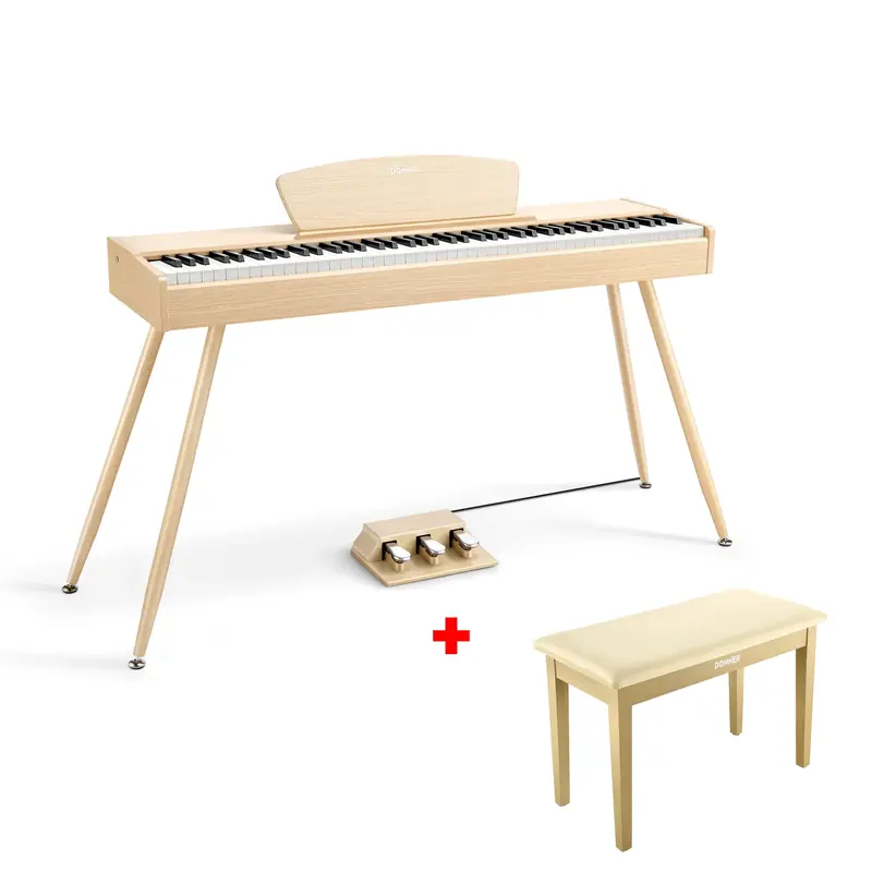 Donner DDP-80 Wooden Digital Piano - Light Oak / Piano+Light Oak Two Seated Bench