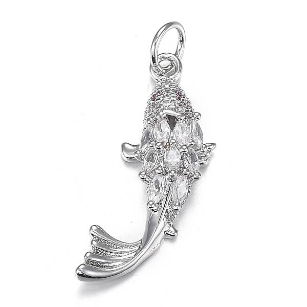 Brass Micro Clear Cubic Zirconia Pendants