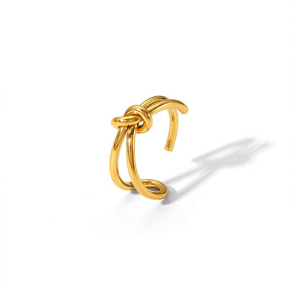 Minimalist Stainless Steel Knot Open Cuff Rings