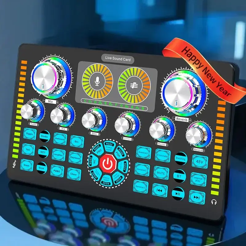 Audio Mixer, 1 Count Professional Audio Mixer, Multi-functional Audio Mixer for Live Streaming, Karaoke, DJ, Home Theater