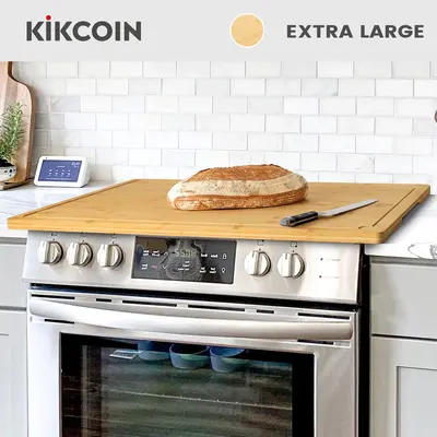 [Game-changer]4-in-1Stove Oven Top Cover Kikcoin Extra Large Bamboo Cutting Board Pro,Note Charcuterie Board,Pastry,Chopping ...
