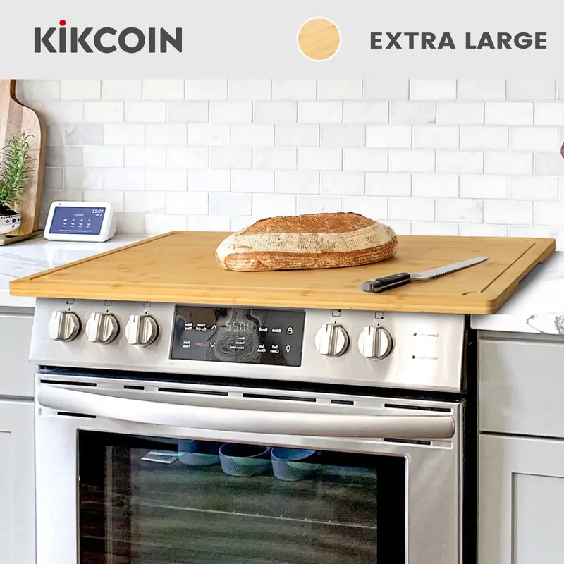 [Game-changer]4-in-1Stove Oven Top Cover Kikcoin Extra Large Bamboo Cutting Board Pro,Note Charcuterie Board,Pastry,Chopping ...