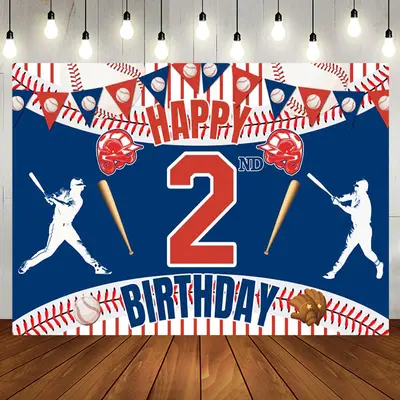 Aperturee Baseball Themed 2Nd Birthday Celebration Backdrop