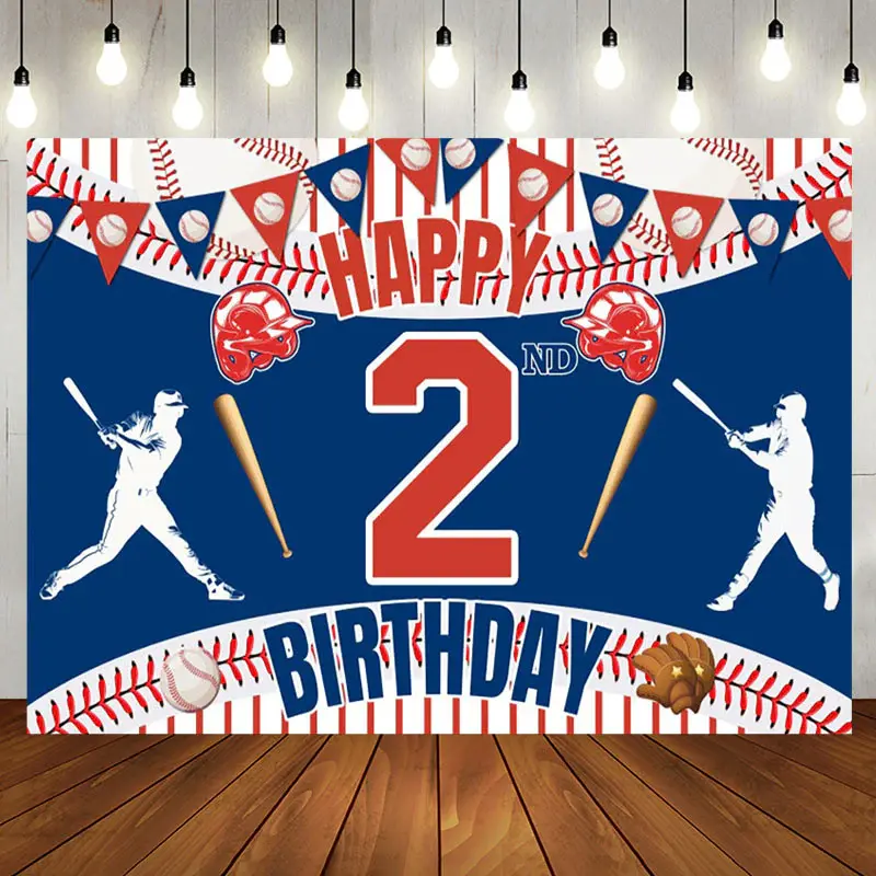 Aperturee Baseball Themed 2Nd Birthday Celebration Backdrop