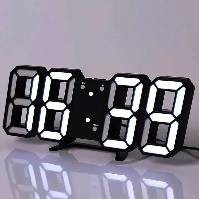 3D LED Night Light Digital Alarm Clock, 2025 NEW Room Decor LED Digital Clock, USB Powered 3D Modern Clocks for Wall & Desk, ...