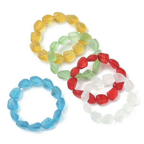 Transparent Frosted Glass Beaded Stretch Bracelets for Women