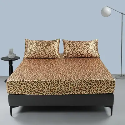 Leopard Print Bedding Set, 1 Count Fitted Sheet and 1/2 Counts Pillowcase without Filler, Soft Comfortable Bedding Set for Ho...
