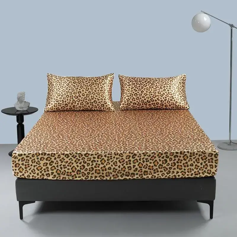 Leopard Print Bedding Set, 1 Count Fitted Sheet and 1/2 Counts Pillowcase without Filler, Soft Comfortable Bedding Set for Ho...