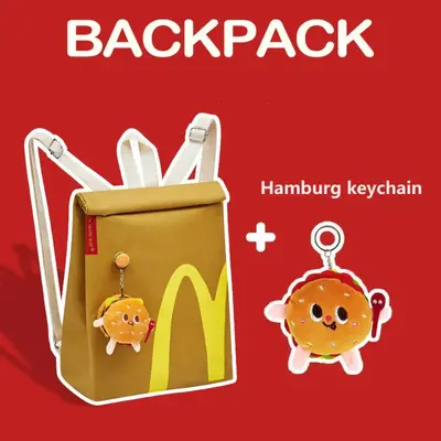 Funny Cute McDonald's Backpack Starbucks Shoulder Bag KFC Canvas Book Bag School Personalized Student Backpack  for Women Tee...