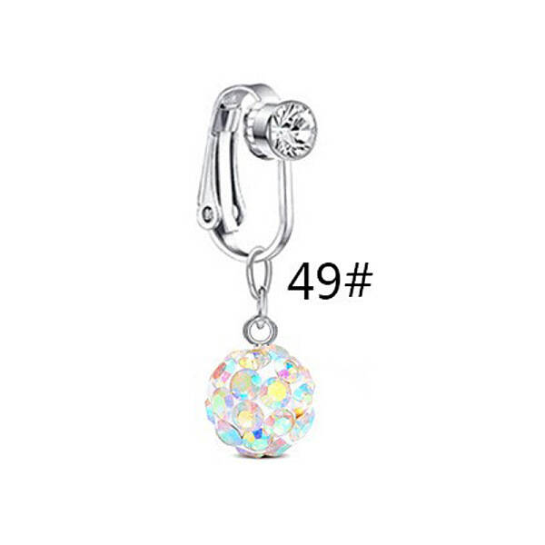 304 Stainless Steel Pave Clear AB Cubic Zirconia Clip on Belly Rings