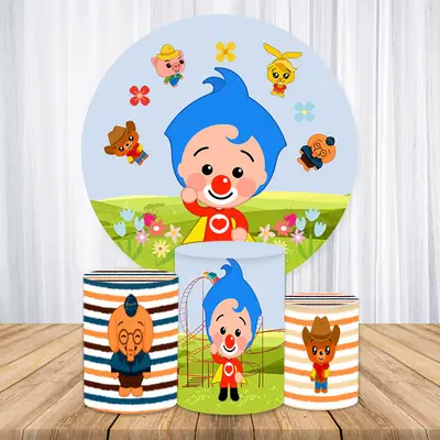 Aperturee Circle Blue Happy Boy Round Birthday Party Backdrop Kit | Circle Background For Party | Round Backdrop Cover Diy | ...