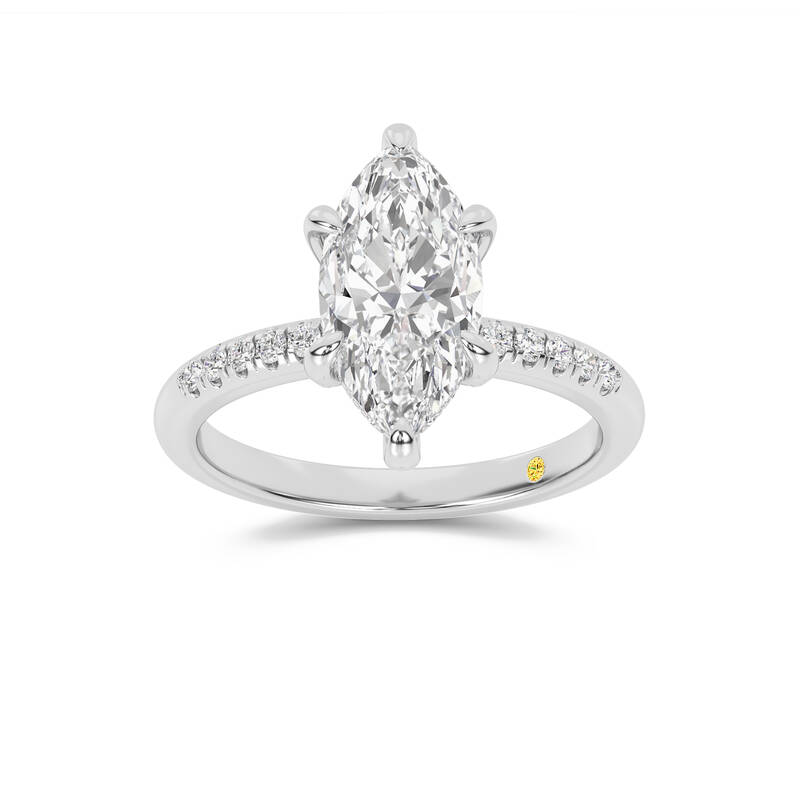 Aurelia Quarter Coverage Hidden Halo Marquise Lab Grown Diamond Engagement Ring | 10K White Gold 3 7/8 CT. TW.