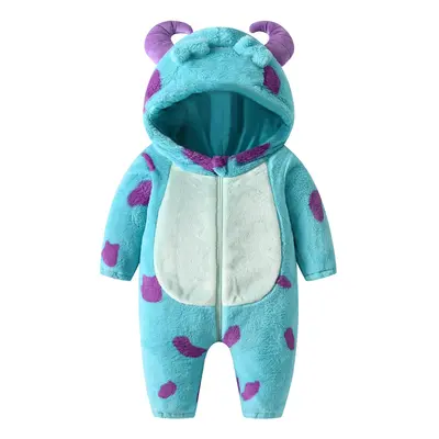 Infant Fleece Jumpsuit Cartoon Animal Horn Hooded Warm Thicken Winter Rompers Outwear Snowsuit for Baby Girls and Boys Cozy