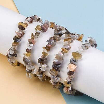 Natural Botswana Agate Chip Beaded Stretch Bracelets for Women Men