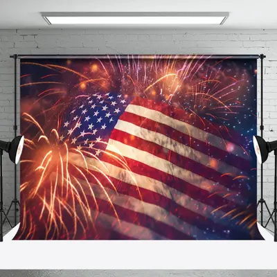 Red Blue Star Spark Stirpe Independence Day Backdrop - Aperturee