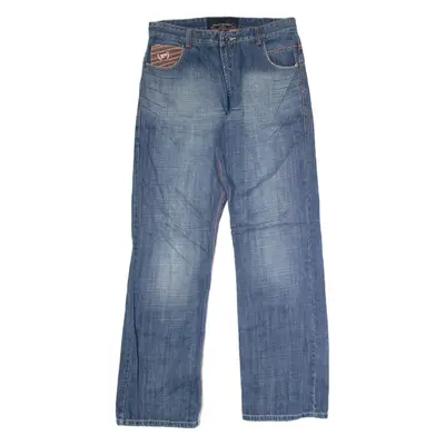 PHAT FARM Mens Jeans Blue Regular Straight Stone Wash W34 L34