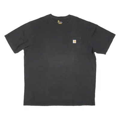 CARHARTT Tall Mens T-Shirt Black Crew Neck 2XL