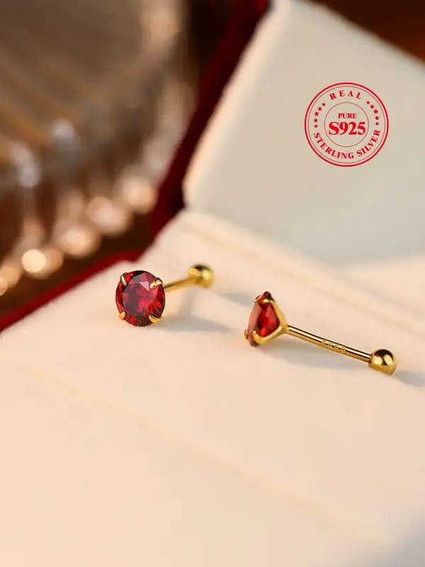 925 Sterling Silver Fashionable Rhinestone Stud Earrings, Elegant Jewelry for Women, Casual Jewelry for Party, Daily Decor, T...