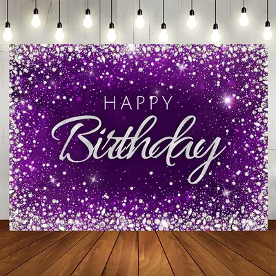 Aperturee Glitter Diamond Purple Themed Birthday Backdrop