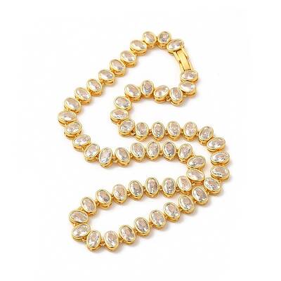Clear Cubic Zirconia Oval Link Chain Necklace