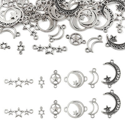 36Pcs 6 Styles Tibetan Style Zinc Alloy Connector Charms